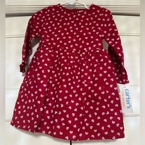 Carter's Red Dress with Pink Heart Print Long Sleeve